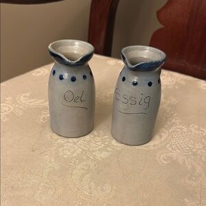 Vintage German Oil and Vinegar, oel and essig, salt glazed stoneware pitchers